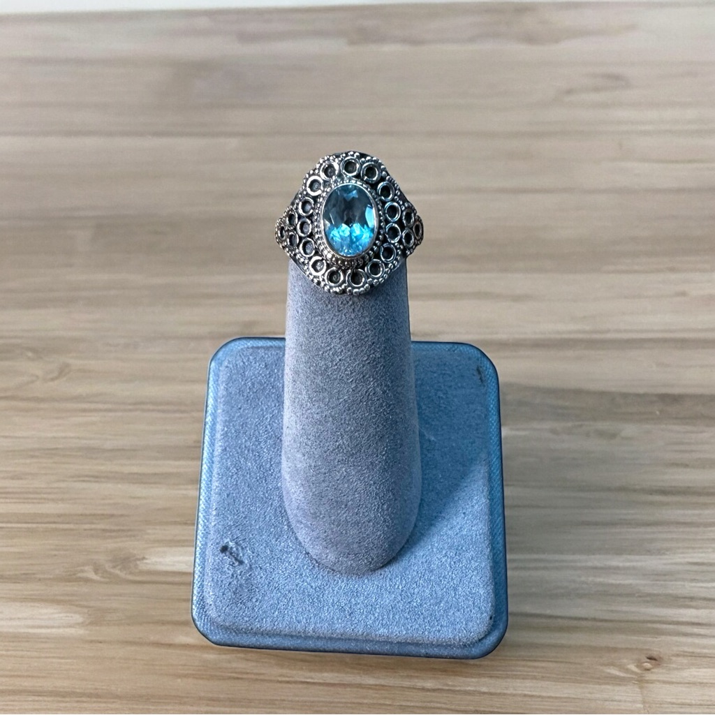 Blue Topaz Solid Sterling Ring